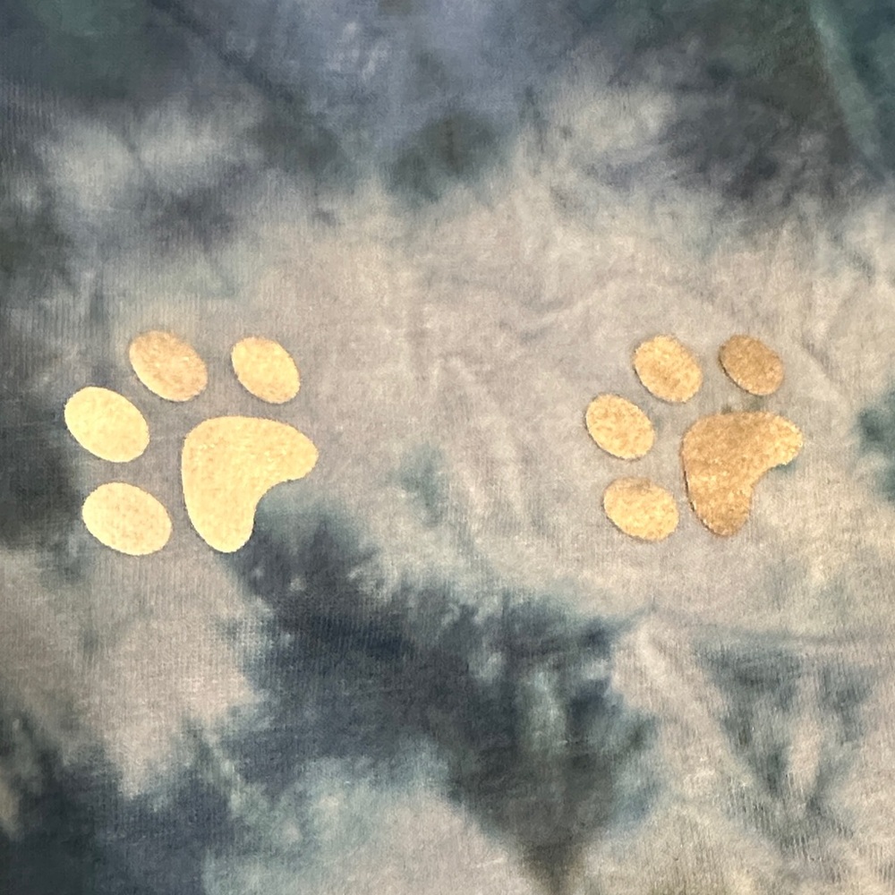 Blue Tie-Dye Pet Tee with Paw Prints Size Medium - Picture 4 of 9